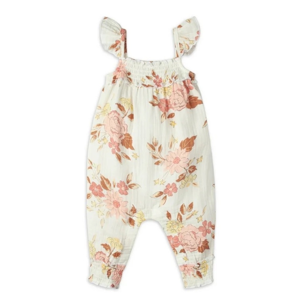 Modern Moments Floral Gauze Flutter Sleeve Romper Sz 24M